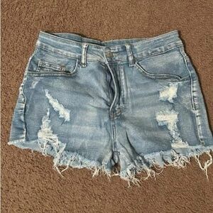 Distressed Light Blue Denim Women’s Shorts